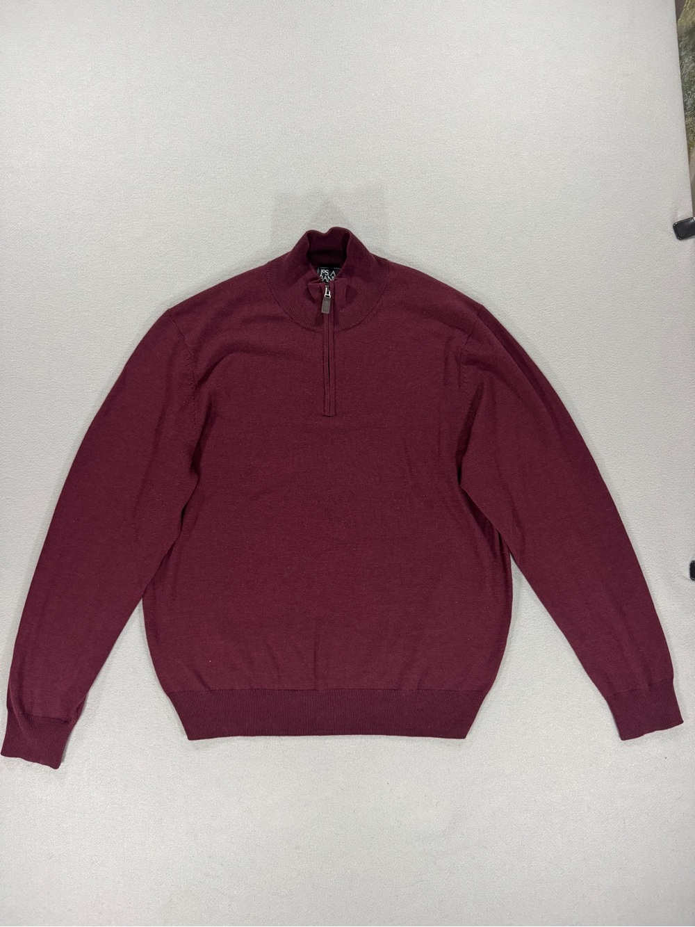 Jos. A. Bank Traveler Merino Wool Quarter Zip Sweater Men’s XL Burgundy